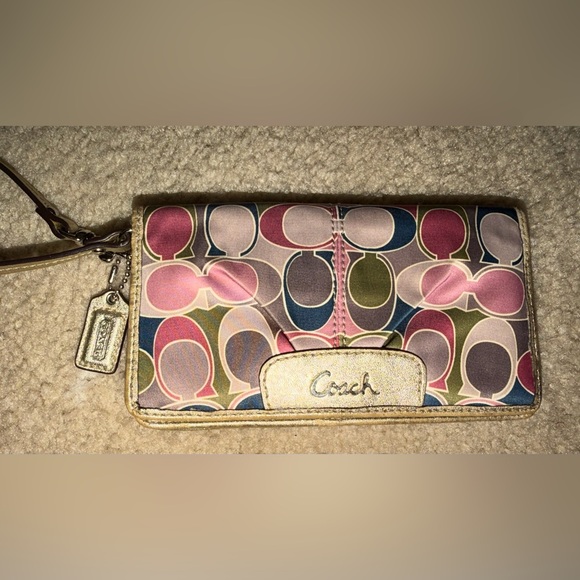 2pc Limited Ed. Coach Multicolor Medium Signature Gallery Scarf Print Satin Tote - Picture 7 of 13